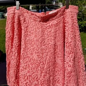 Peach skirt with lace overlay